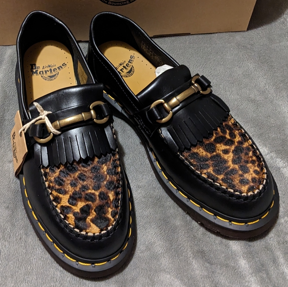 Dr Martens Adrian snaffle leopard loafers fits like 9.5